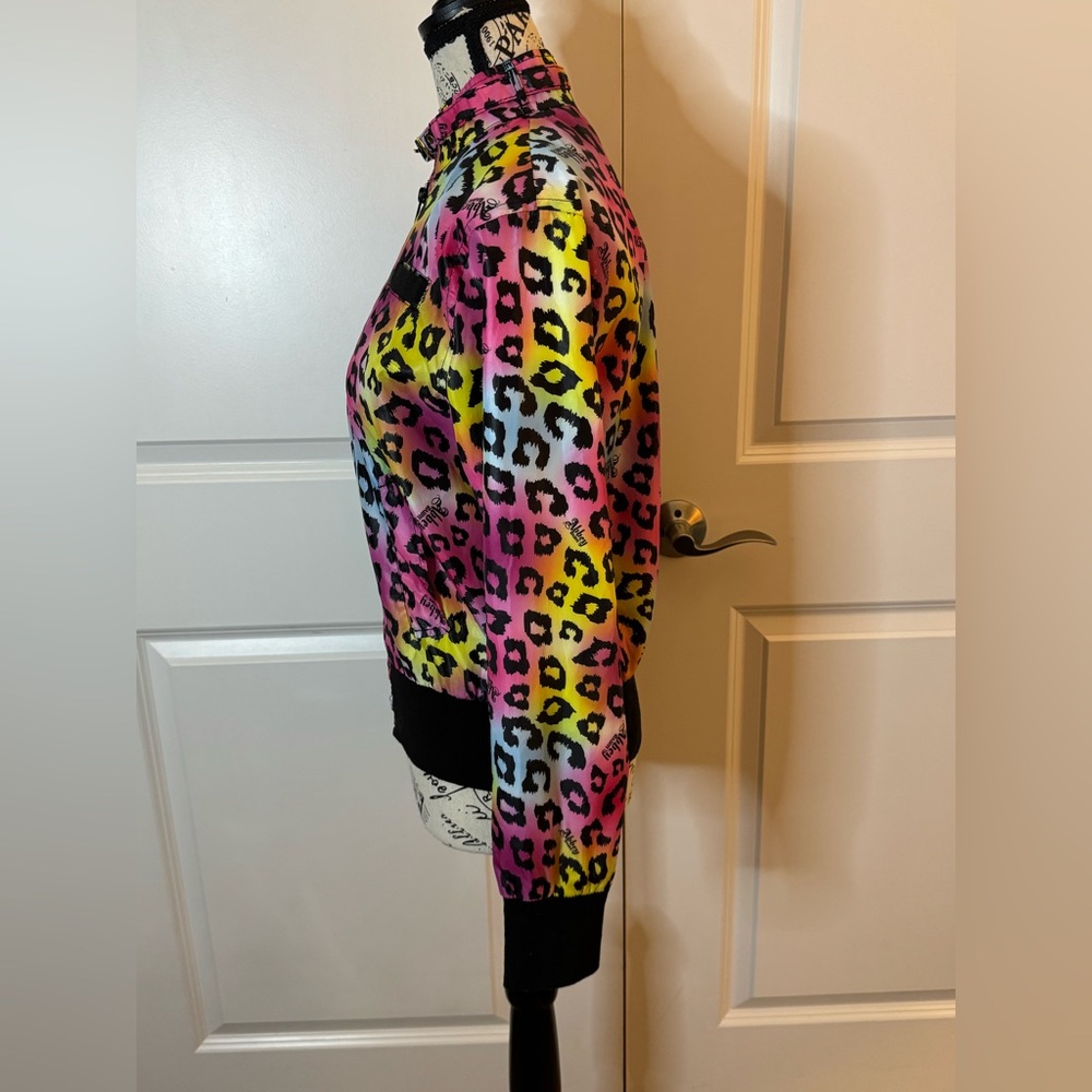 Abbey Dawn Avril Lavigne Rainbow Leopard Jacket Y2K‎ Scene Windbreaker S - Picture 10 of 17